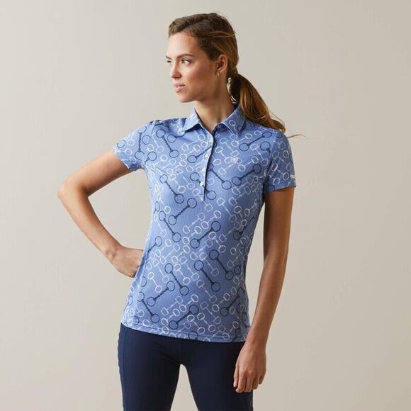 ARIAT Women's Motif Polo Shirt 2XL Blue Equestrian Riding‎ Short Sleeve Comfy - Picture 1 of 7